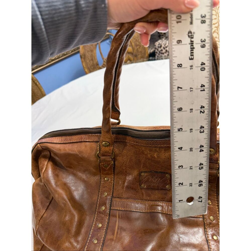 Patricia Nash Milano Distressed Brown Rugged Leather Carry On Duffle Bag - Picture 7 of 14